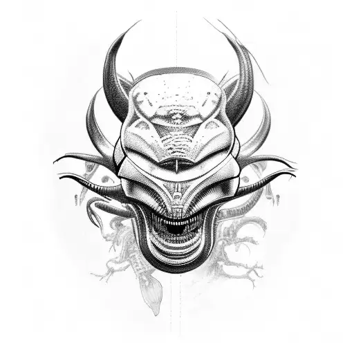 a predator and an alien tattoo design idea