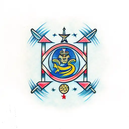 libra zodiac symbol and puerto rico flag tattoo design idea