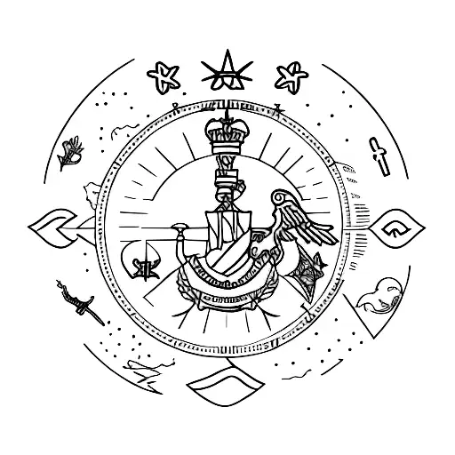 libra zodiac symbol and puerto rico flag tattoo design idea