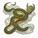 japanese clouds ourobors snake tattoo design idea