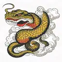 japanese clouds ourobors snake tattoo design idea