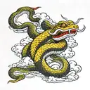 japanese clouds ourobors snake tattoo design idea