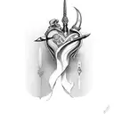dagger with heart handle  tattoo design idea