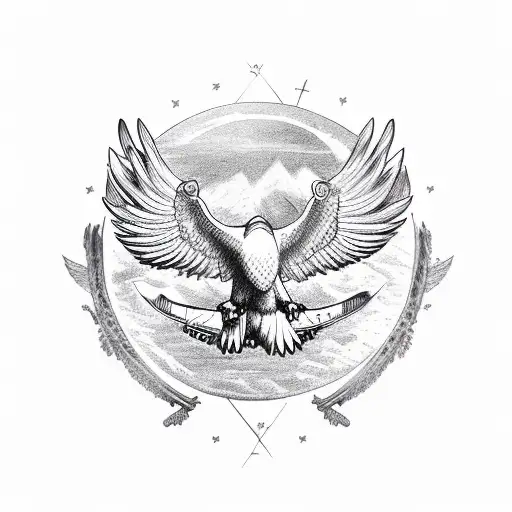 Eagle hunting with its wings spread tattoo design idea