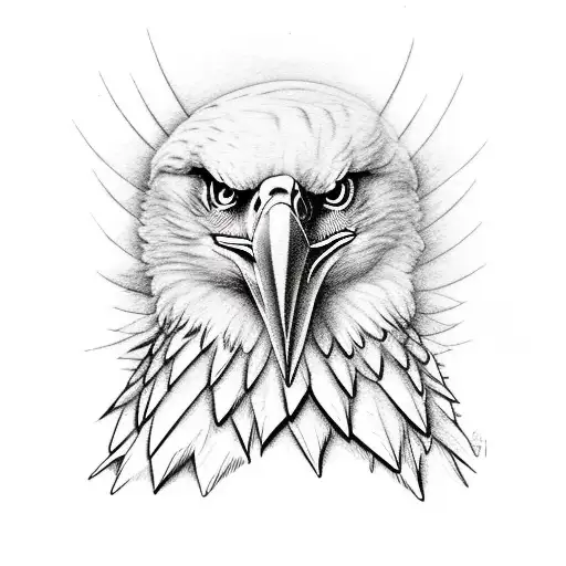 Eagle looking right at me menacingly with its wings spread tattoo design idea