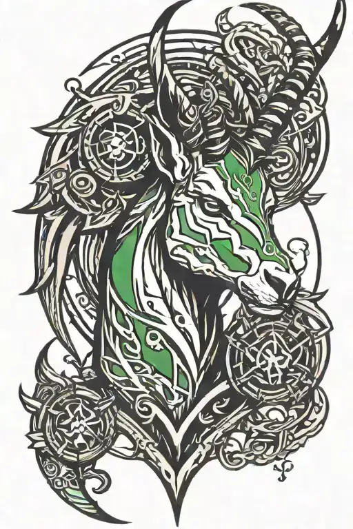 springbok head with world of warcraft logo intertwined tattoo design idea