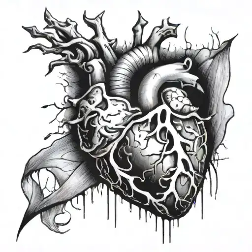  human heart thats been stabbed and  has been bandaged tattoo design idea