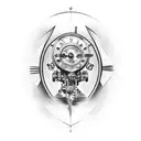 Arm tattoo, no higher than elbow, slightly covers back of the hand. Steam punk, code.  tattoo design idea