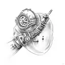 Arm tattoo, no higher than elbow, slightly covers back of the hand. Steam punk, code.  tattoo design idea