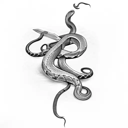 snake wrapped around a sword tattoo design idea