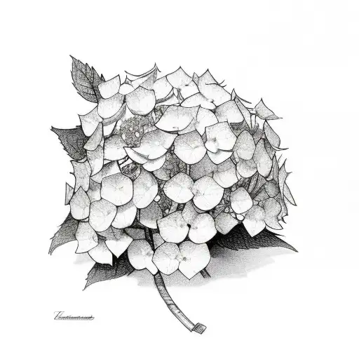 hydrangea and a book and a newspaper and a whiskey glass tattoo design idea