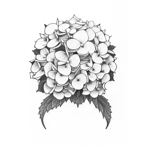 hydrangea and a book and a newspaper and a whiskey glass tattoo design idea