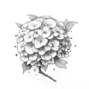 hydrangea and a book and a newspaper and a whiskey glass tattoo design idea