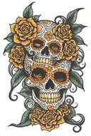 sugar skull see no evil speak no evil hear no evil flower snakes tattoo design idea