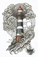 lighthouse storm tattoo design idea