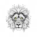 Lion surrounded by flowers tattoo design idea