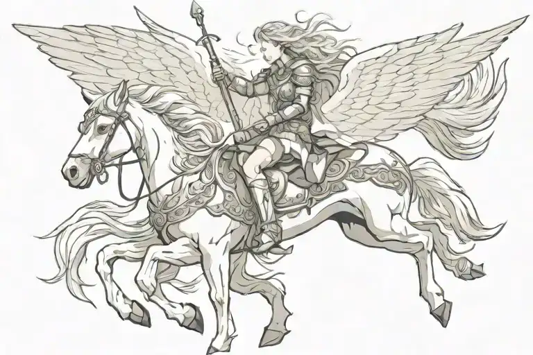 valkirie on a pegasus horse tattoo design idea