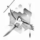 peregrine falcon dive with an arrow in the background tattoo design idea