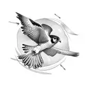 peregrine falcon dive with an arrow in the background tattoo design idea