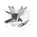 peregrine falcon dive with an arrow in the background tattoo design idea