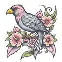 flower bird breast cancer ribbon tattoo design idea