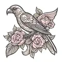 flower bird breast cancer ribbon tattoo design idea
