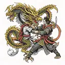 samurai and dragons fighting each other tattoo design idea