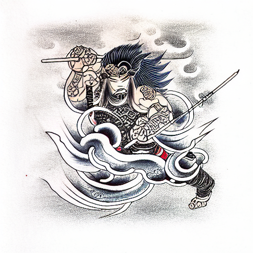 raijin thunder god tattoo design idea