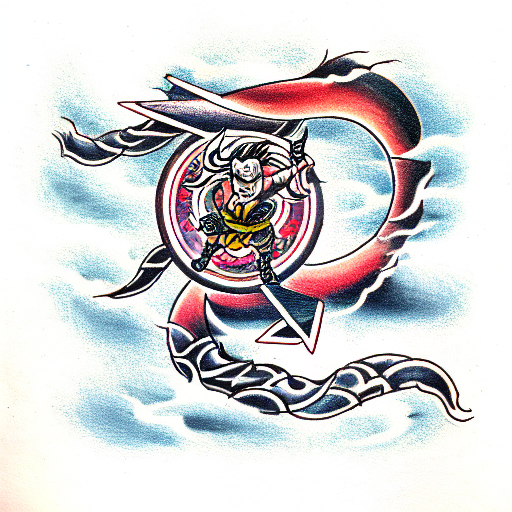 raijin thunder god tattoo design idea