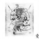 raijin thunder god tattoo design idea