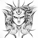 raijin thunder god tattoo design idea