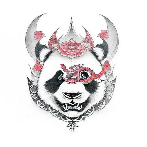 panda samurai devil  tattoo design idea