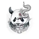 panda samurai devil  tattoo design idea