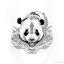 panda samurai devil  tattoo design idea