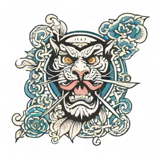 Fan in my mouth tattoo design idea