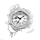 roses with clock and a condor  tattoo design idea