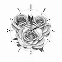 roses with clock and a condor  tattoo design idea