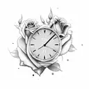 roses with clock and a condor  tattoo design idea
