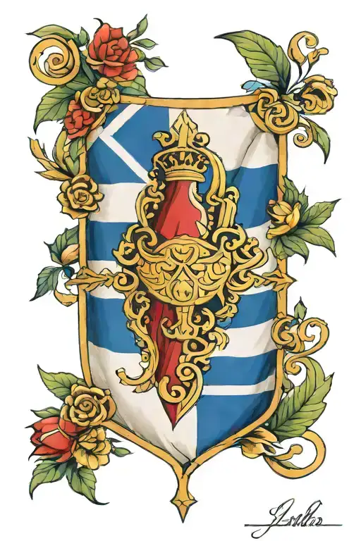 greek flag, itallion flag , names Jsstin , Gianna , Nicole tattoo design idea