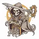 cute grim reaper holding a scythe tattoo design idea