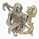 cute grim reaper holding a scythe tattoo design idea