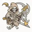 cute grim reaper holding a scythe tattoo design idea