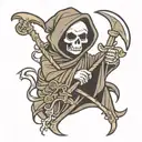cute grim reaper holding a scythe tattoo design idea