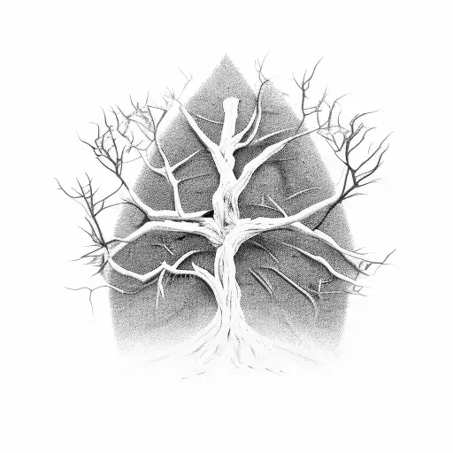 dead tree with barb wire roots tattoo design idea