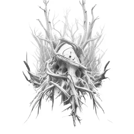 dead tree barb wire roots tattoo design idea