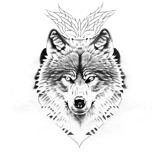wolf bear eagle  tattoo design idea