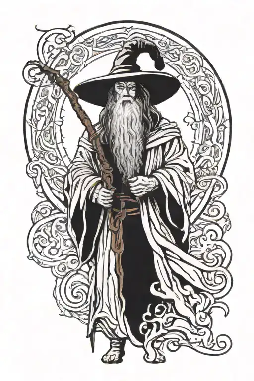 Gandalf standing tattoo design idea