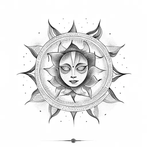 A yoga pose with a snake forming the shape of the sun in the background tattoo design idea