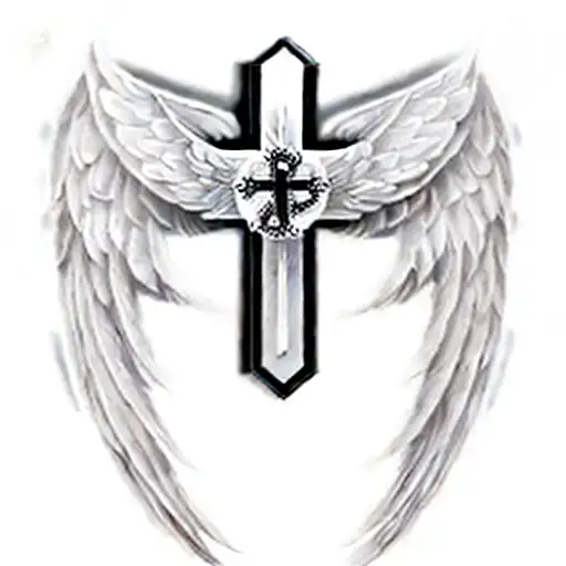 a cross with wings tattoo design idea