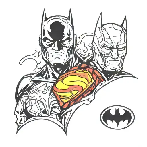 half ironman face, half batman face tattoo design idea